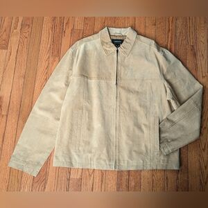 CLAIBORNE Mens Full Zip Outerwear 100% Suede Leather Jacket - Tan/Camel - Sz XL
